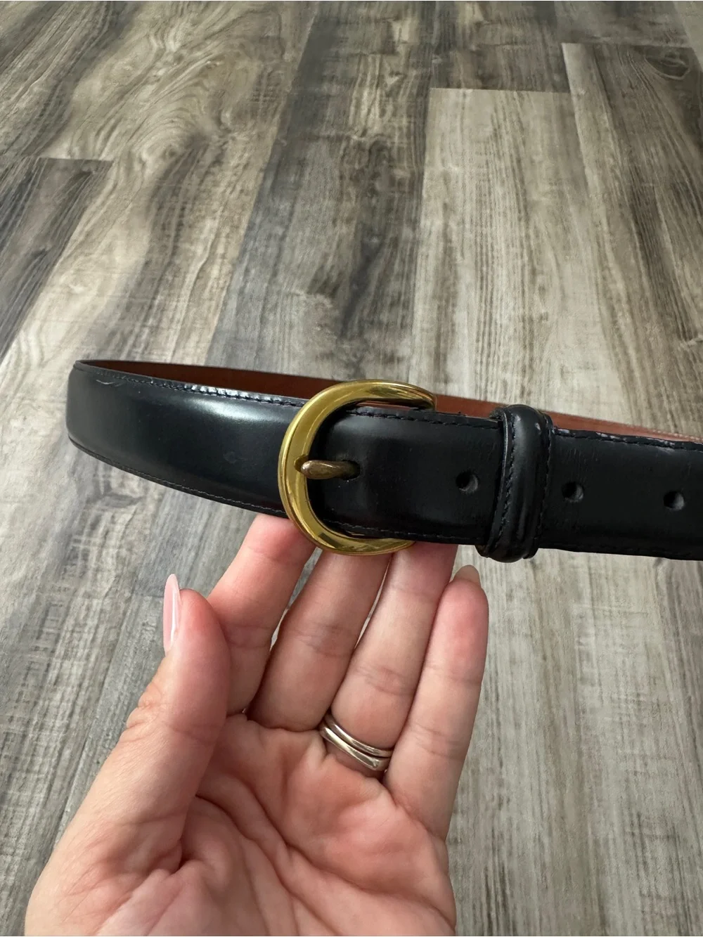 VTG Coach Black Leather Belt with Solid Brass Buckle 40” 3921